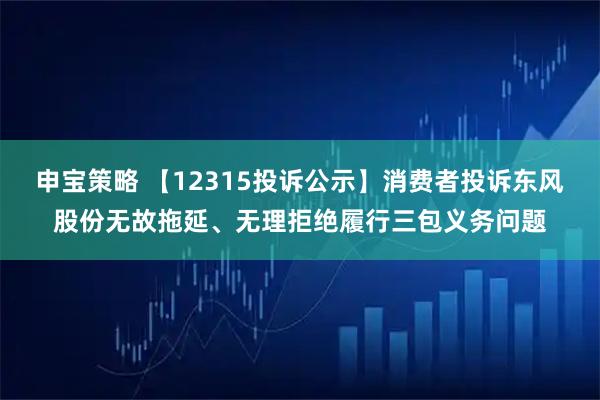 申宝策略 【12315投诉公示】消费者投诉东风股份无故拖延、无理拒绝履行三包义务问题